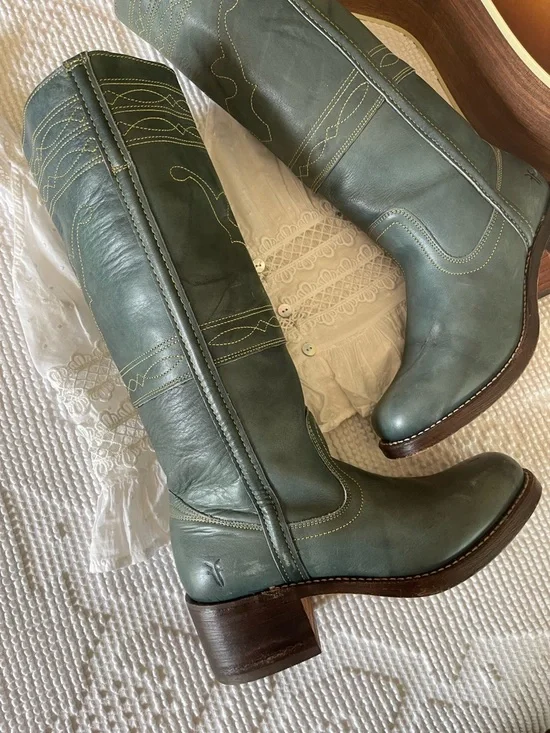 FRYE | Stitched Blue Campus Boots - Picture 3 of 8